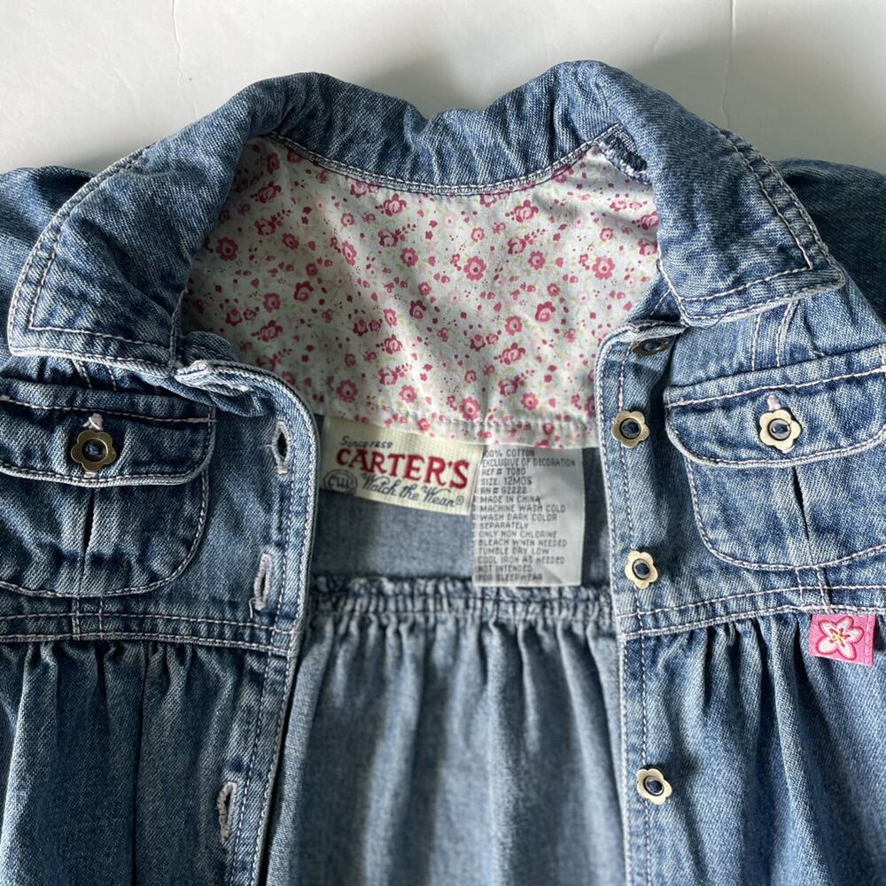 Vintage Carters Watch The Wear Denim Embroidered Dress Size 12M - Picture 10 of 10